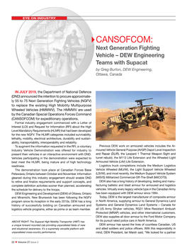 CANSOFCOM: Next Generation Fighting Vehicle – DEW Engineering Teams with Supacat by Greg Burton, DEW Engineering, Ottawa, Canada