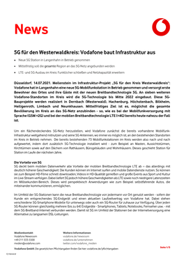 5G Für Den Westerwaldkreis: Vodafone Baut Infrastruktur