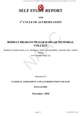Self Study Report of BORHAT BHABANI PRASAD BARUAH MEMORIAL COLLEGE