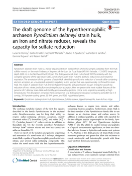 The Draft Genome of the Hyperthermophilic Archaeon Pyrodictium Delaneyi Strain Hulk, an Iron and Nitrate Reducer, Reveals the Capacity for Sulfate Reduction Lucas M