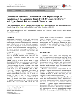 Outcomes in Peritoneal Dissemination from Signet Ring Cell Carcinoma of the Appendix Treated with Cytoreductive Surgery and Hyperthermic Intraperitoneal Chemotherapy