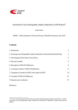 Assessment of Socio-Demographic Sample Composition in ESS Round 61