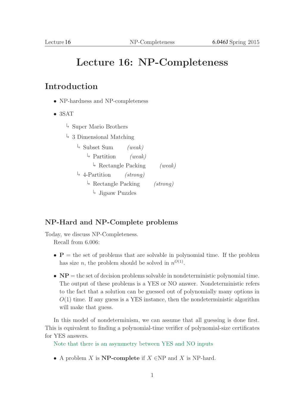 Lecture 16: NP-Completeness