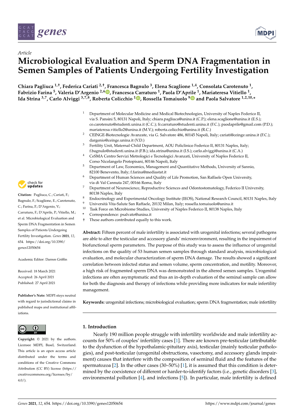 Microbiological Evaluation and Sperm DNA Fragmentation in Semen Samples of Patients Undergoing Fertility Investigation