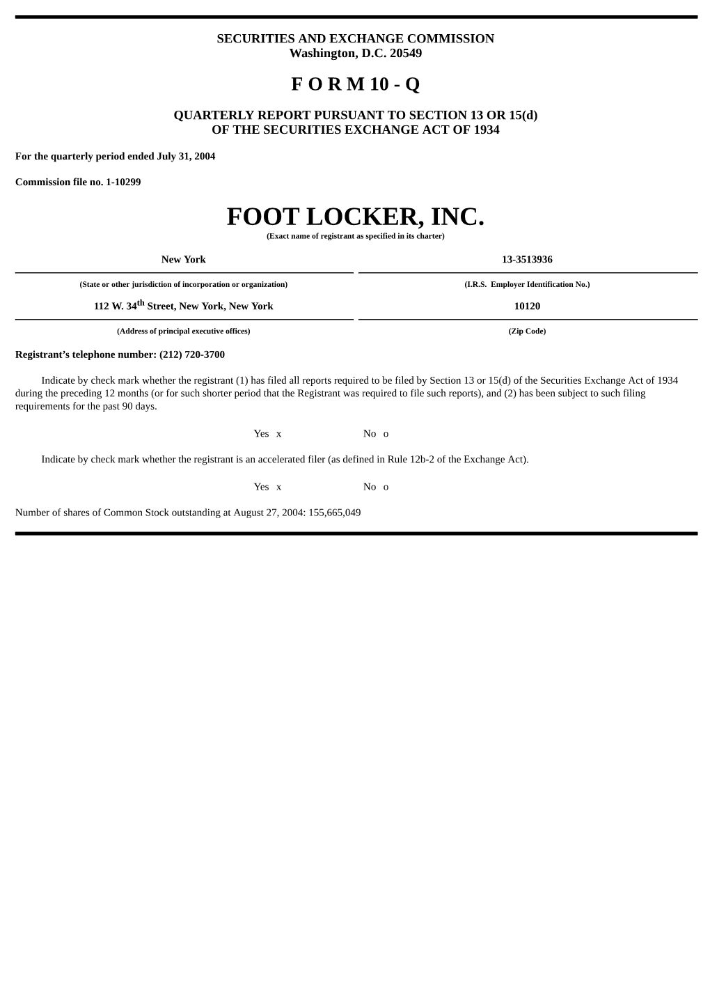 Form 10-K for the Year Ended January 31, 2004