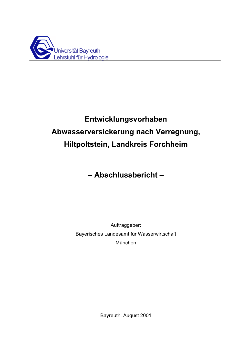 Entwicklungsvorhaben Abwasserversickerung Nach Verregnung, Hiltpoltstein, Landkreis Forchheim