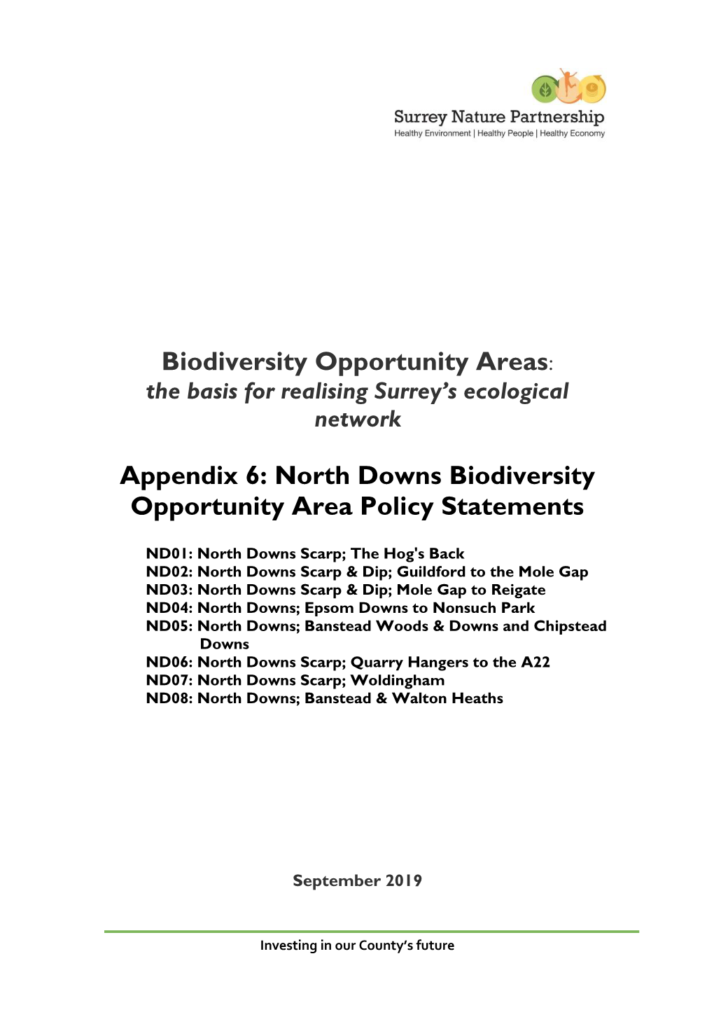 North Downs Biodiversity Opportunity Area Policy Statements