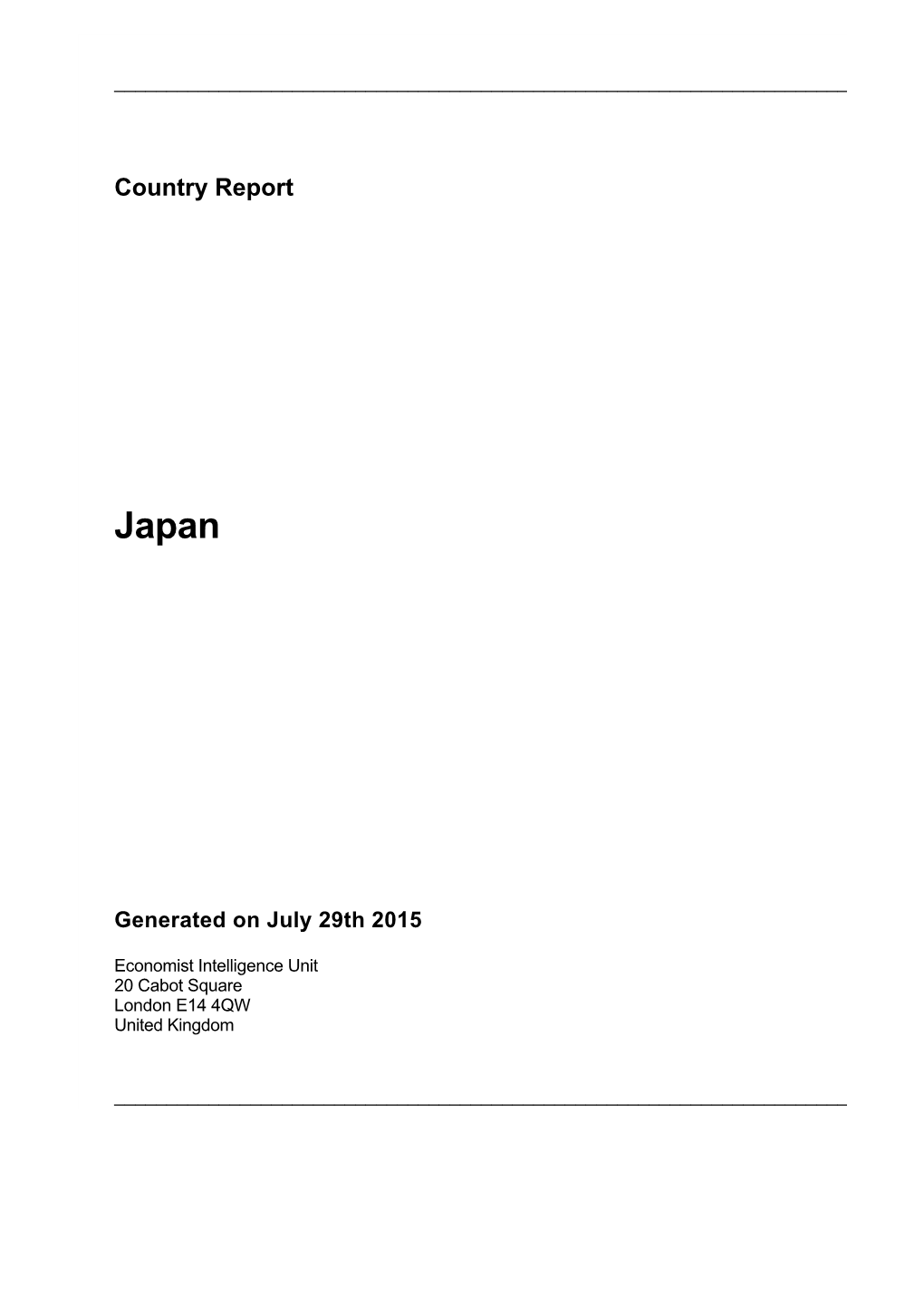 Country Report Japan July 2015