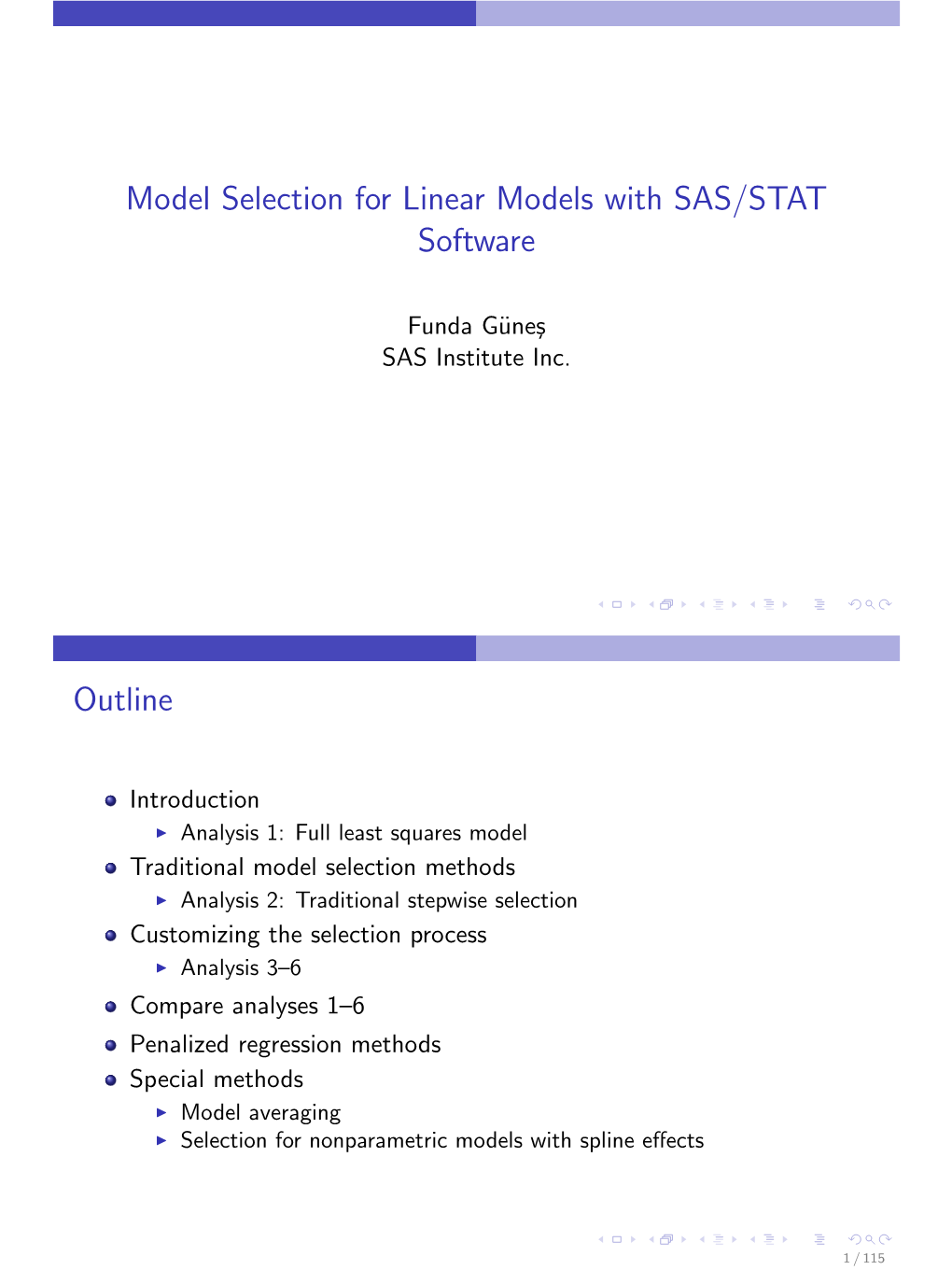 Model Selection for Linear Models with SAS/STAT Software