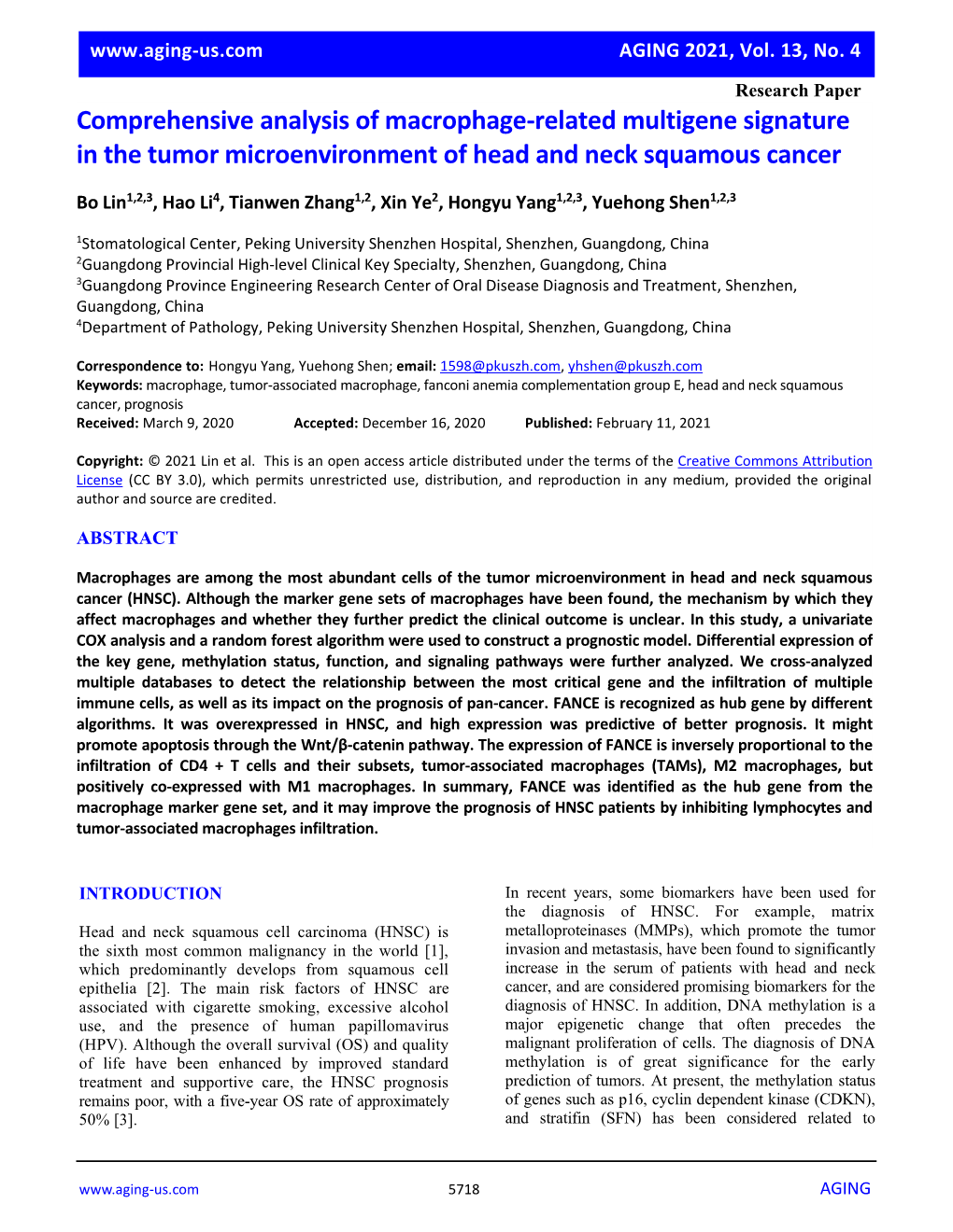 Comprehensive Analysis of Macrophage-Related Multigene Signature in the Tumor Microenvironment of Head and Neck Squamous Cancer