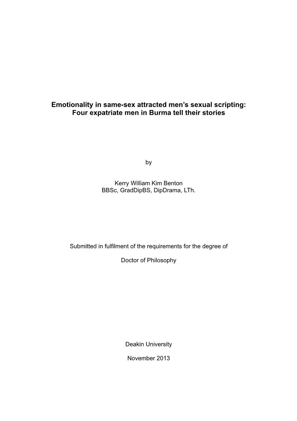 Emotionality in Same-Sex Attracted Men's Sexual Scripting