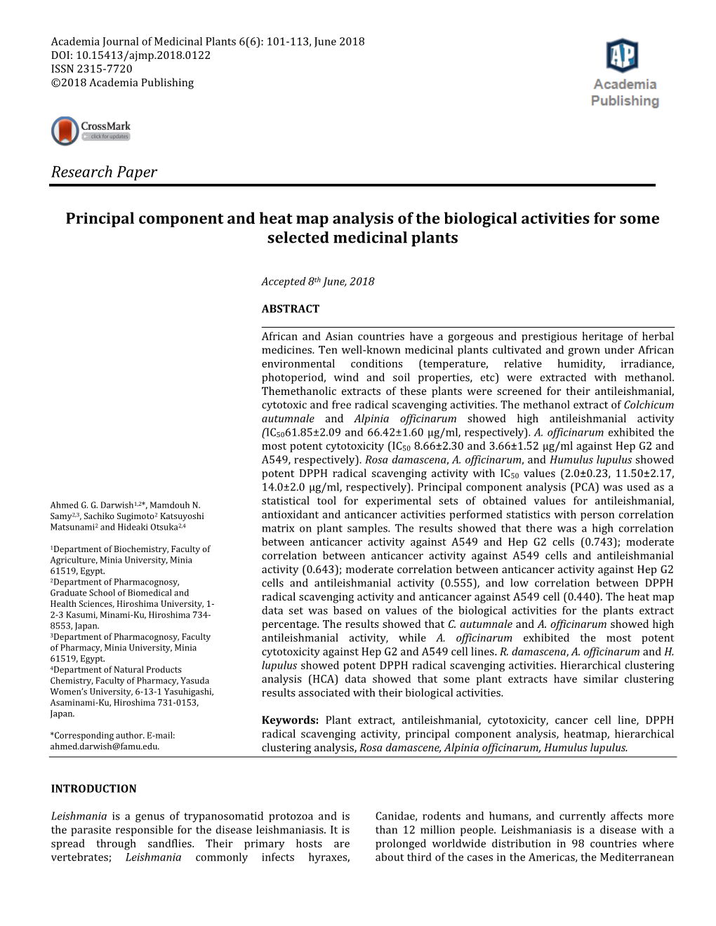 Research Paper Principal Component and Heat Map Analysis of The