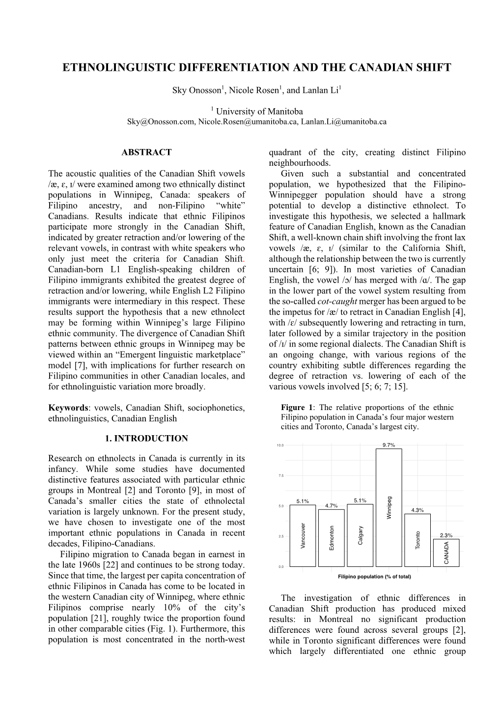 Ethnolinguistic Differentiation and the Canadian Shift