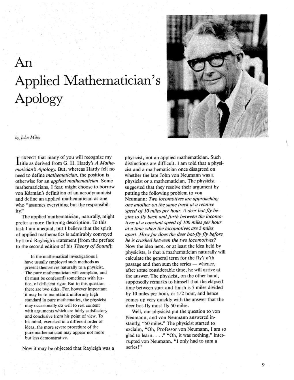 An Applied Mathematician's Apology