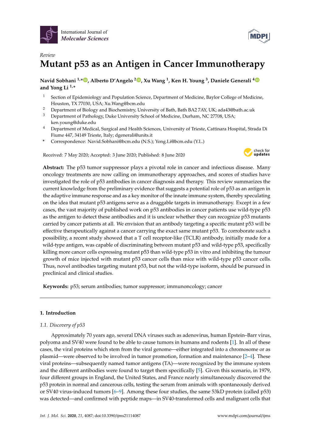 Mutant P53 As an Antigen in Cancer Immunotherapy