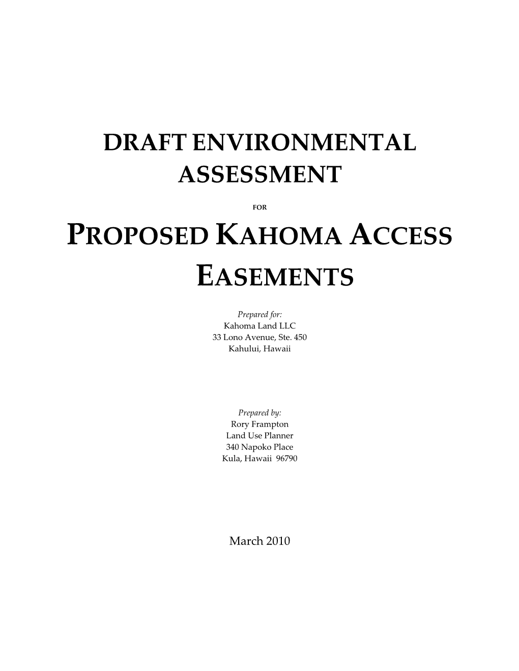 Proposed Kahoma Access Easements