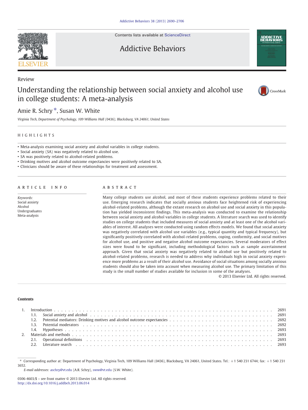 Understanding the Relationship Between Social Anxiety and Alcohol Use in College Students: a Meta-Analysis