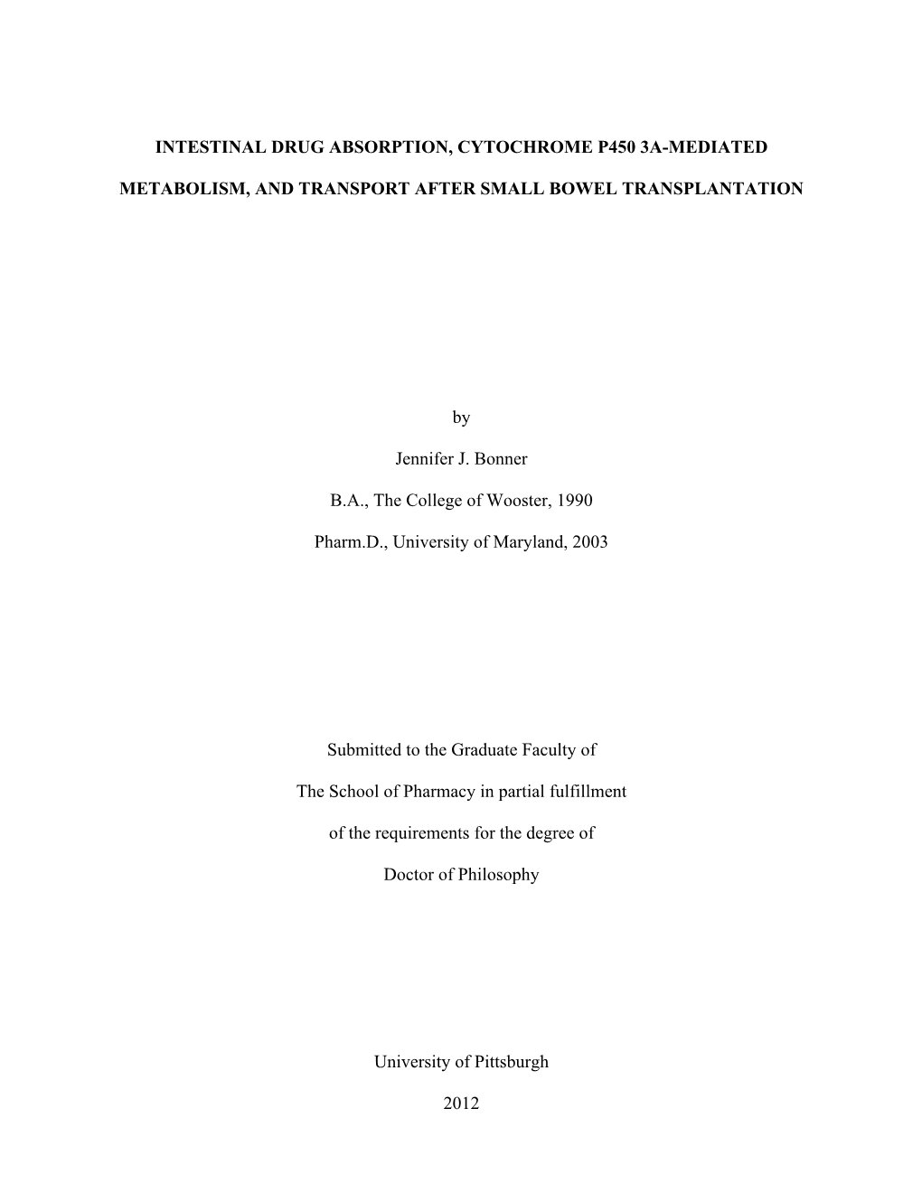 Intestinal Drug Absorption, Cytochrome P450 3A-Mediated