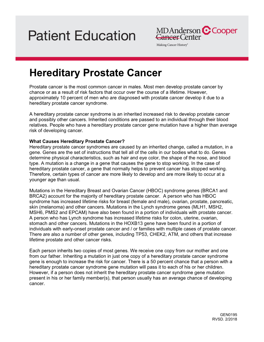 Hereditary Prostate Cancer