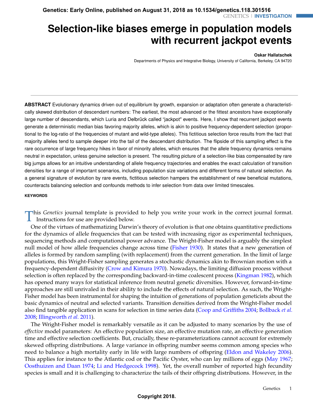 Selection-Like Biases Emerge in Population Models with Recurrent Jackpot Events