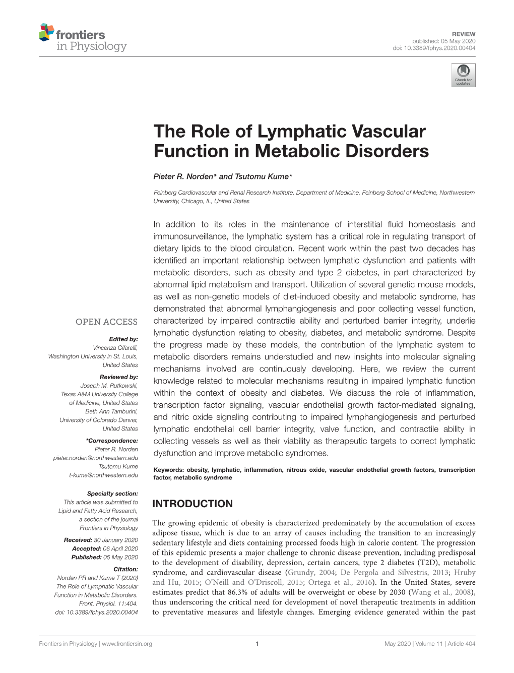 The Role of Lymphatic Vascular Function in Metabolic Disorders