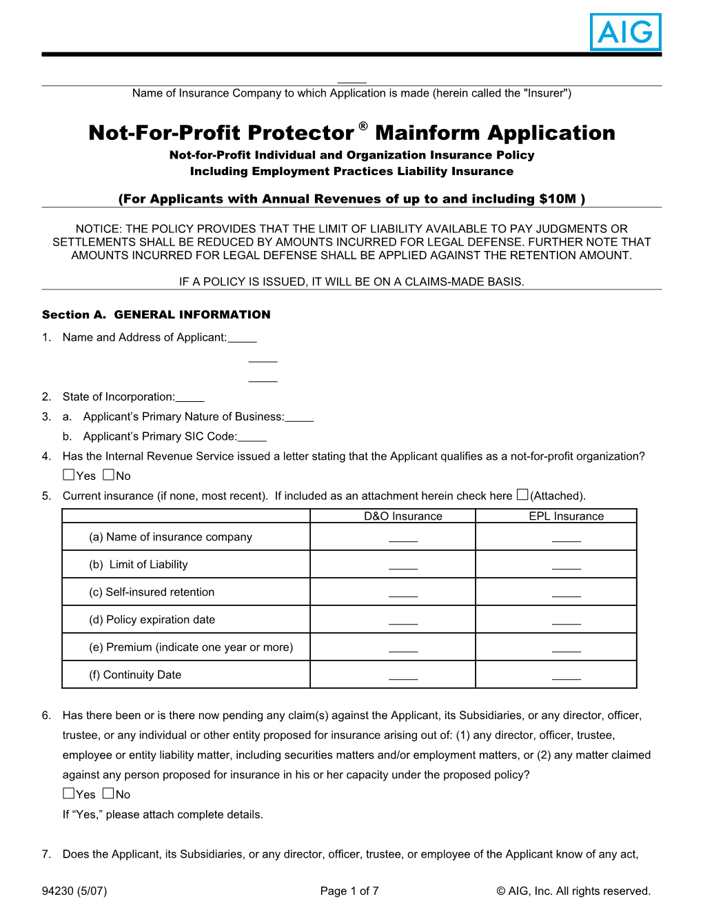 Not-For-Profit Protector Mainform Application