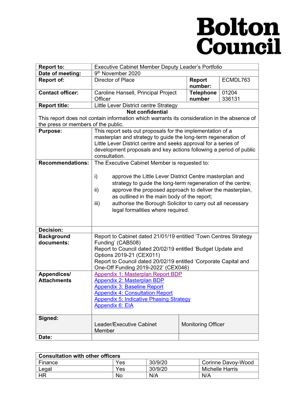 Little Lever Town Centre Strategy Report Download