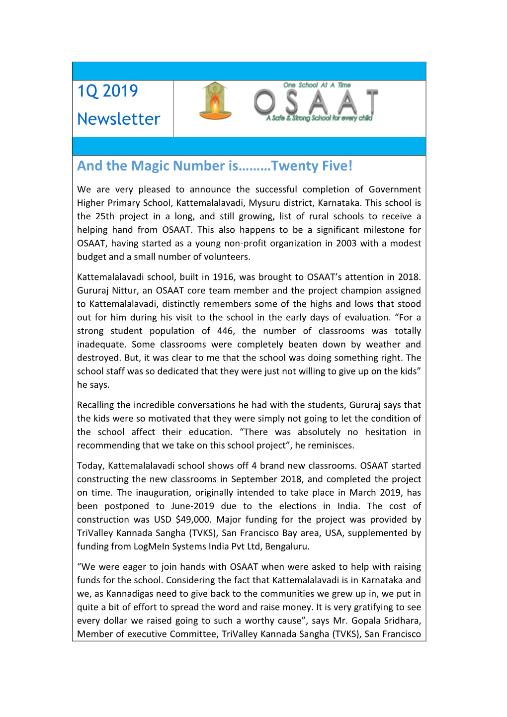 1Q 2019 Newsletter