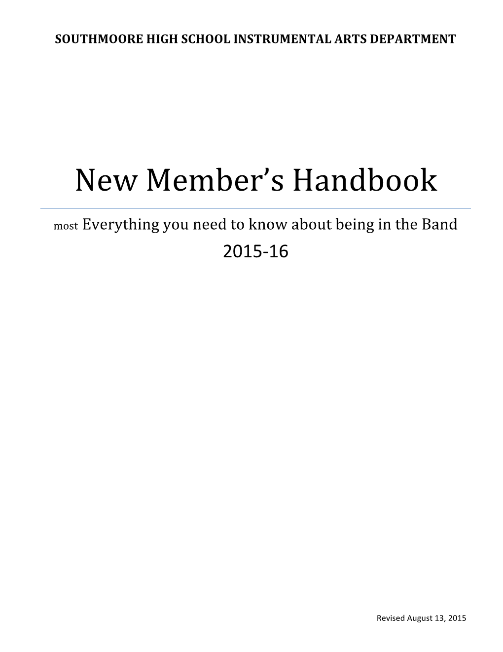 New Member's Handbook