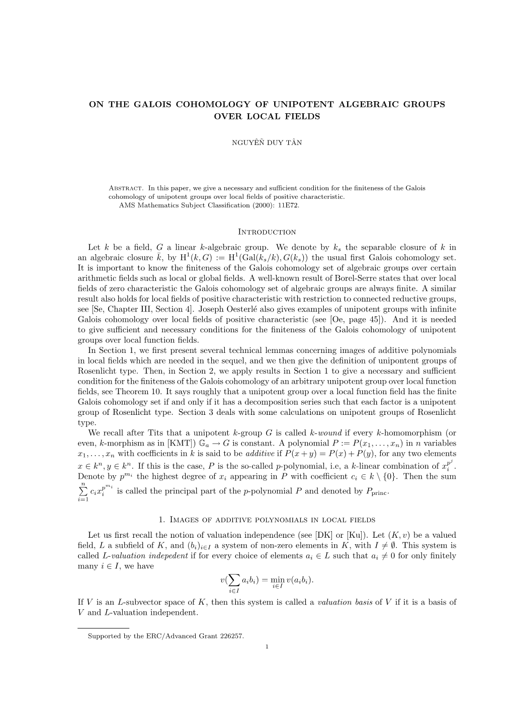 On the Galois Cohomology of Unipotent Algebraic Groups Over Local Fields