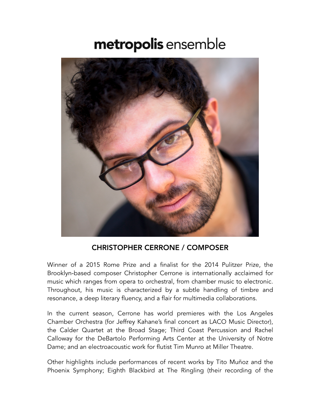 Christopher Cerrone / Composer