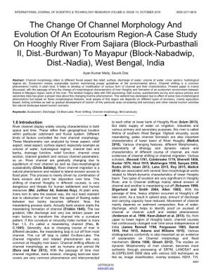 The Change of Channel Morphology and Evolution of an Ecotourism Region-A Case Study on Hooghly River from Sajiara (Block-Purbast