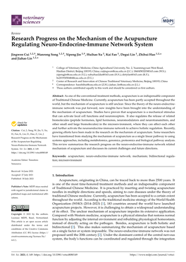 Research Progress on the Mechanism of the Acupuncture Regulating Neuro-Endocrine-Immune Network System
