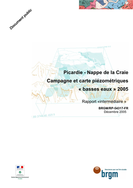 Picardie - Nappe De La Craie Campagne Et Carte Piézométriques