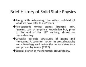 Brief History of Solid State Physics