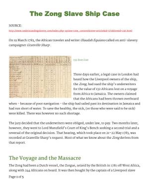 The Zong Slave Ship Case
