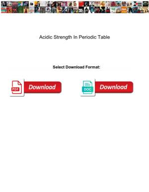 Acidic Strength in Periodic Table