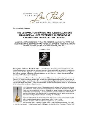 The Les Paul Foundation and Julien's Auctions Announce