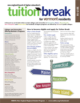 2017-18 Tuition Break Brochure for Vermont Residents