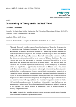 Intransitivity in Theory and in the Real World