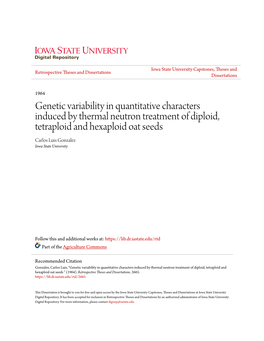 Genetic Variability in Quantitative Characters Induced by Thermal Neutron Treatment of Diploid, Tetraploid and Hexaploid Oat