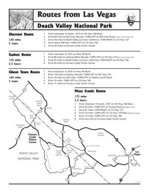 Routes from Las Vegas to Death Valley