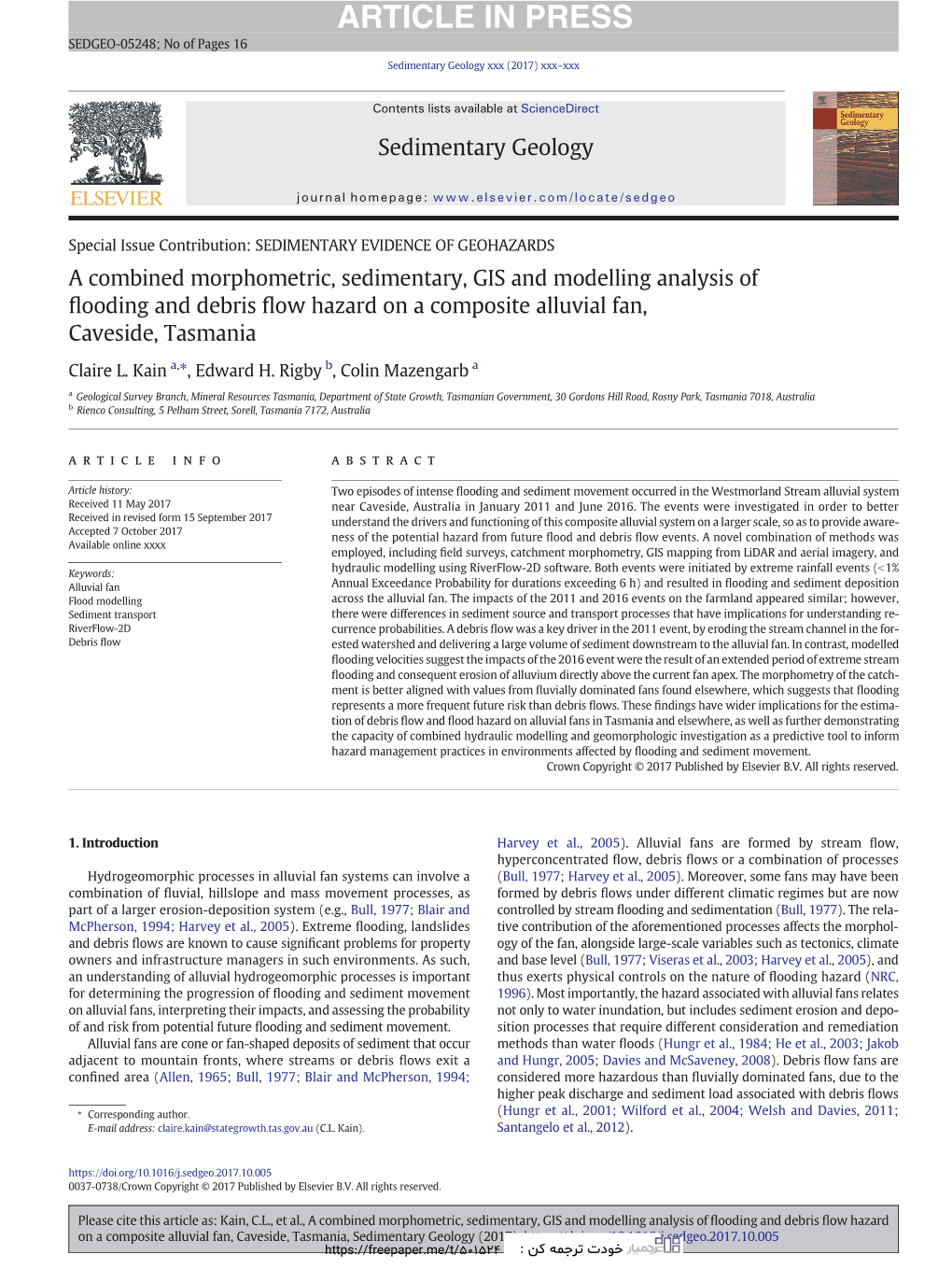 A Combined Morphometric, Sedimentary, GIS and Modelling Analysis of Flooding and Debris Flow Hazard on a Composite Alluvial Fan