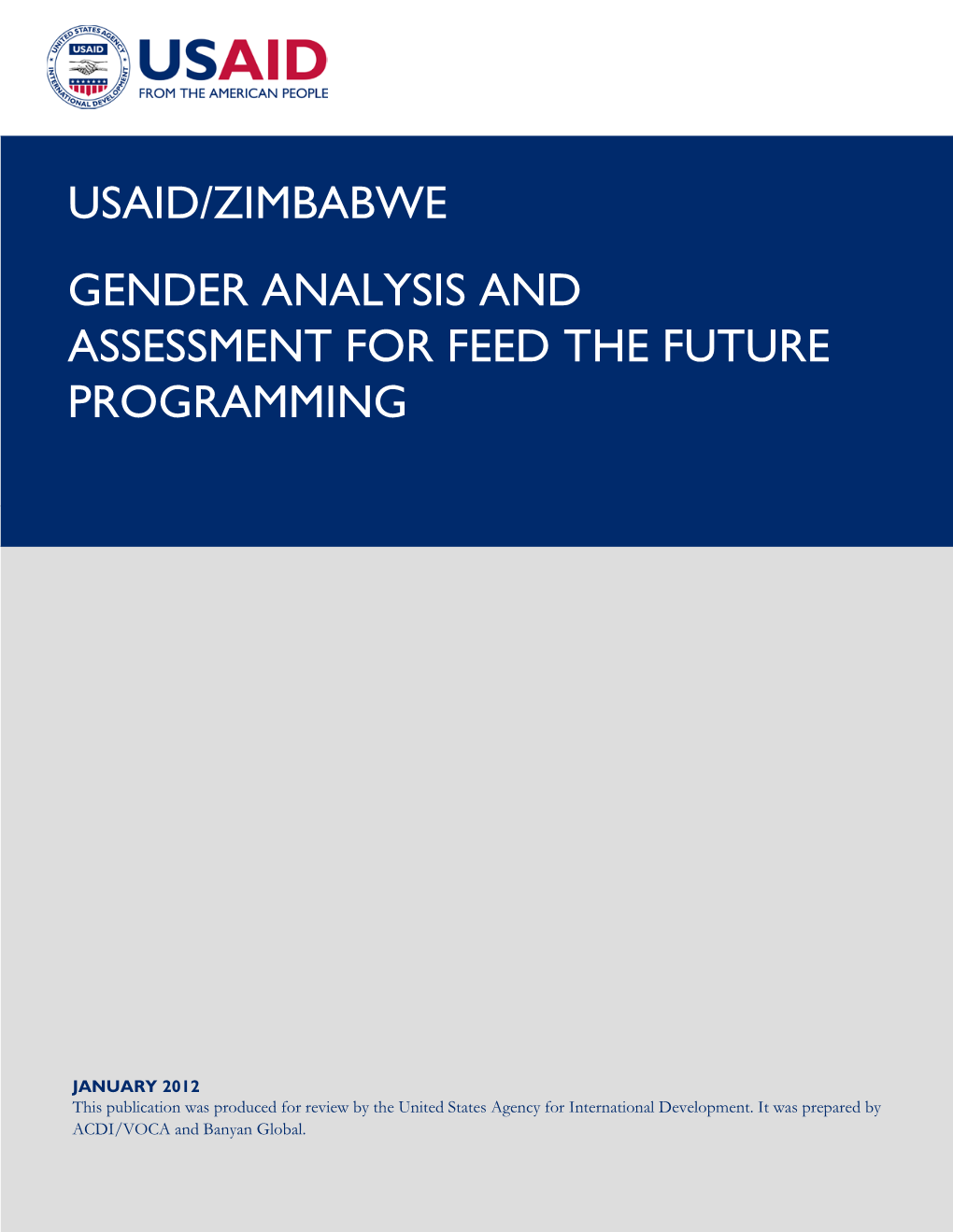 Usaid/Zimbabwe Gender Analysis and Assessment for Feed the Future ...