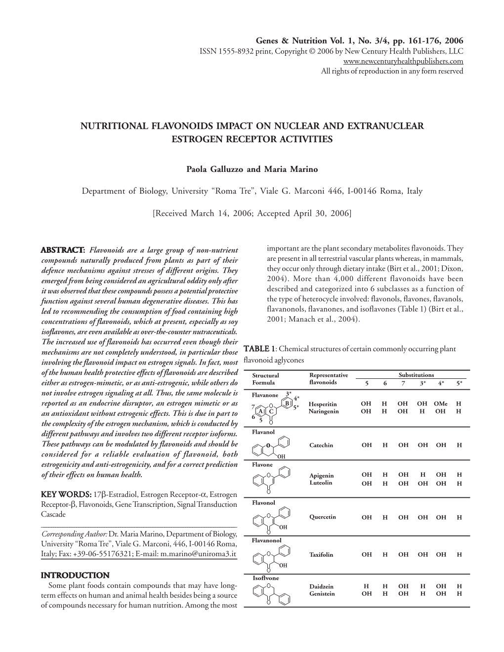 Nutritional Flavonoids Impact on Nuclear and Extranuclear Estrogen Receptor Activities