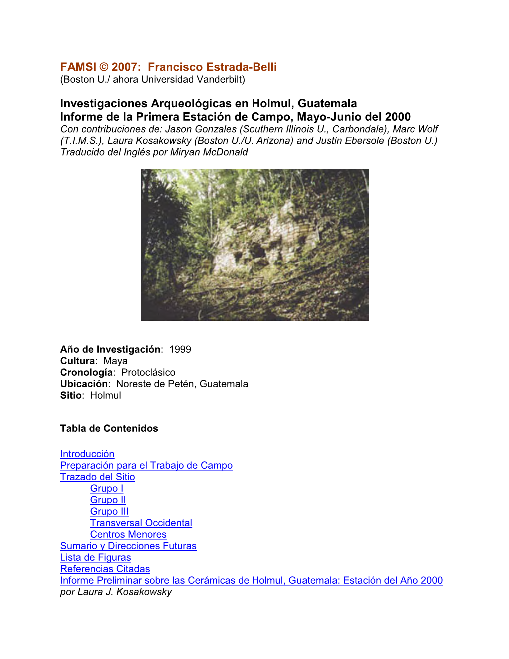 Investigaciones Arqueológicas En Holmul, Guatemala