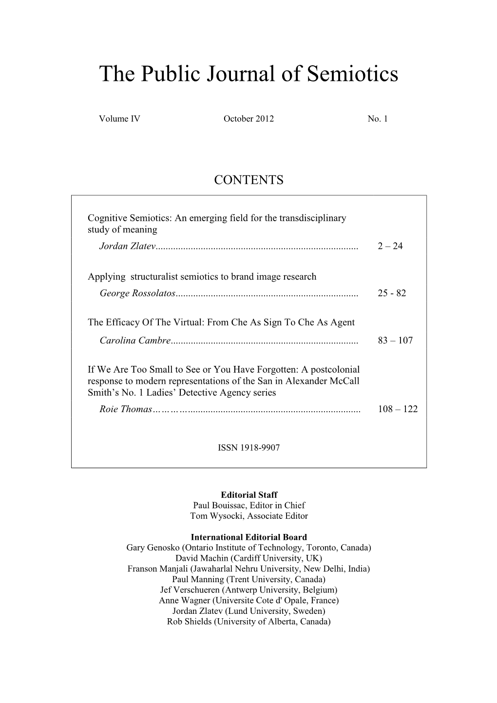 The Public Journal of Semiotics