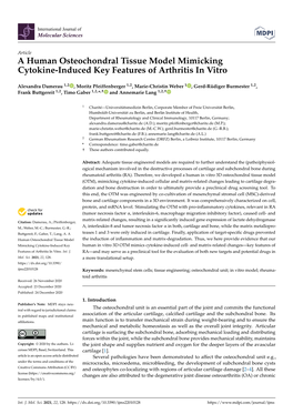 A Human Osteochondral Tissue Model Mimicking Cytokine-Induced Key Features of Arthritis in Vitro