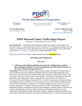 Florida Department of Transportation FDOT Broward County Traffic