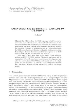 Early Danish Grb Experiments – and Some for the Future?
